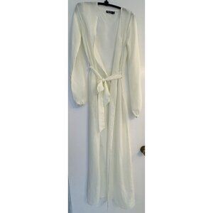 Nasty Gal Long Maxi Robe Cardigan Pool Cover Up Butter Yellow Belt Size 2